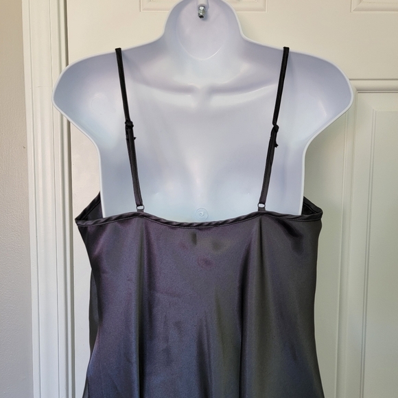Bebe Satin Long Sleeveless Slip Dress Cowl Neck Dark Gray Pewter Y2K Size M - Picture 6 of 11